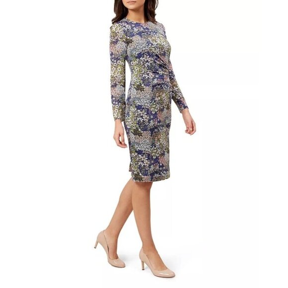 Hobbs Merida Floral Silk Blend Dress 8 Navy EUC - Picture 1 of 12